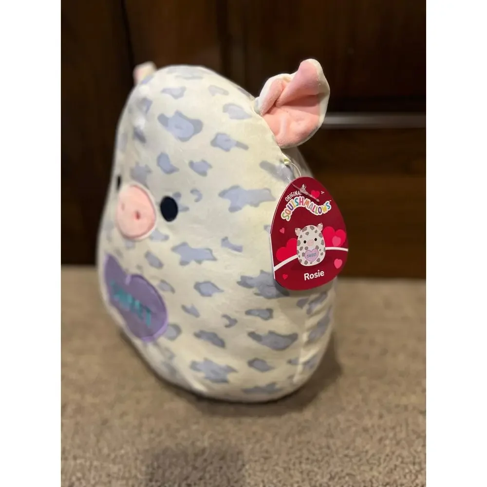 Rosie Pig Plush with Purple Sparkle Heart On Belly 12in 2023 Valentine's Day